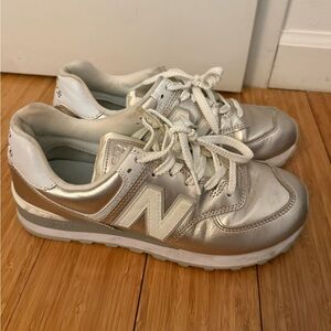 New Balance Women's Metallic Silver Sneakers